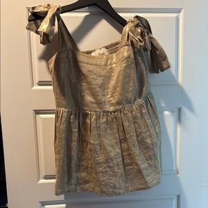 Emily McCarthy Sleeveless Ruffled Blouse with Bows on Shoulders size small